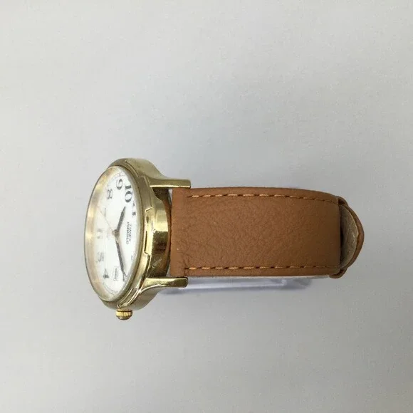 Vtg Timex Indiglo Watch Men 35mm Gold Tone Date Leather Band New Battery - Picture 4 of 15